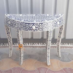 Handcrafted Bone Inlay 1 drawer Console Table with Gorgeous Floral Pattern