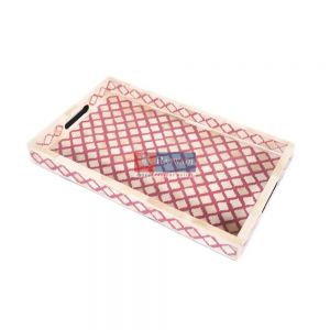 Elegant Handmade Bone Inlay Modern Design Serving Tray Unique Home Decor