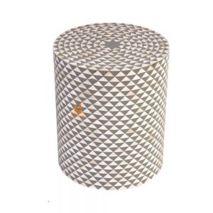 Elegant Bone Inlay End Table with Modern Design Handcrafted Home Furniture