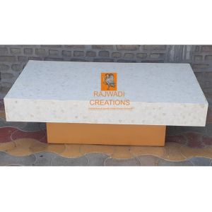 Handmade Bone Inlay White Coffee Table Modern Design Statement Piece