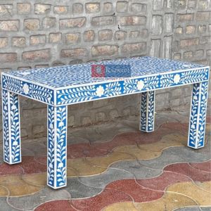 Bone Inlay Coffee Table Elegant Statement Piece for Modern Home Decor